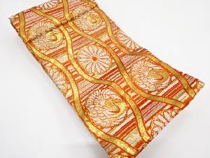 アンティーク　立涌に菊・鶴模様織り出し子供帯（材料）